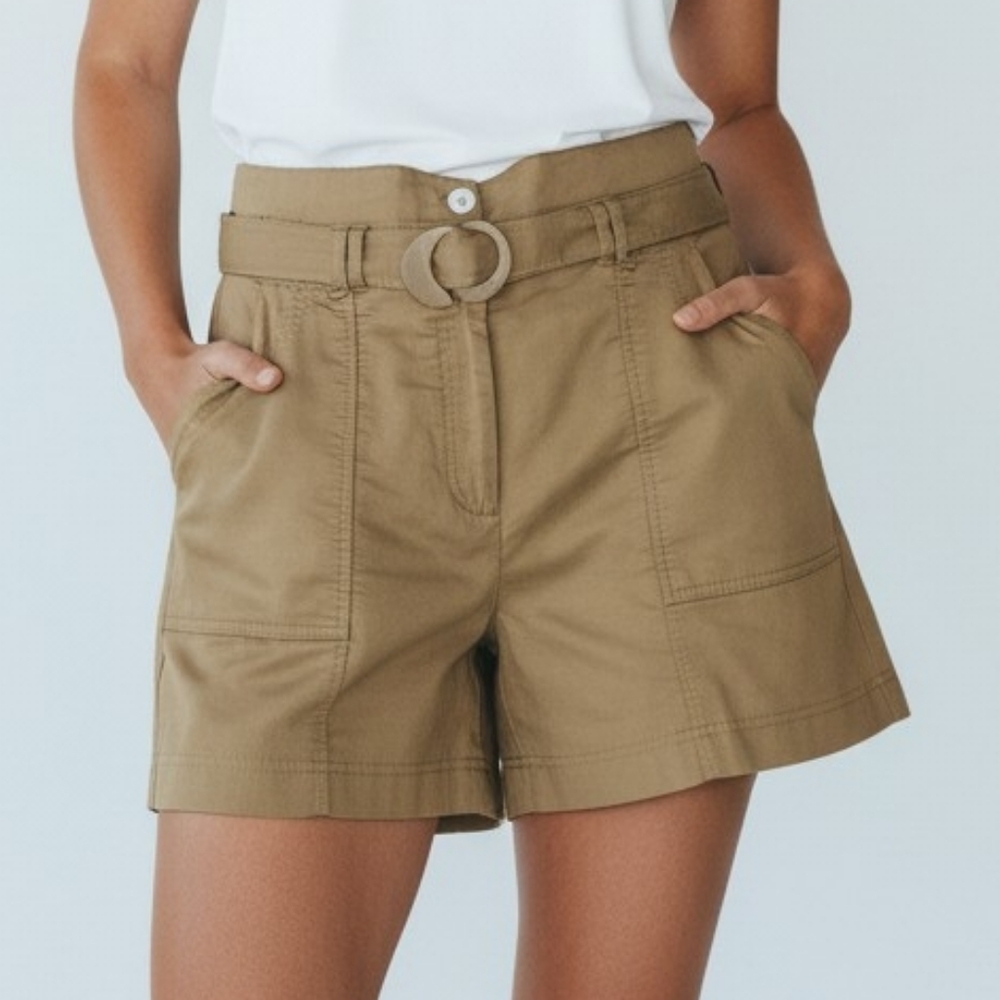Jonathan Simkhai Tan Khaki Winn Draper Linen Shorts  Basic Capsule size 4